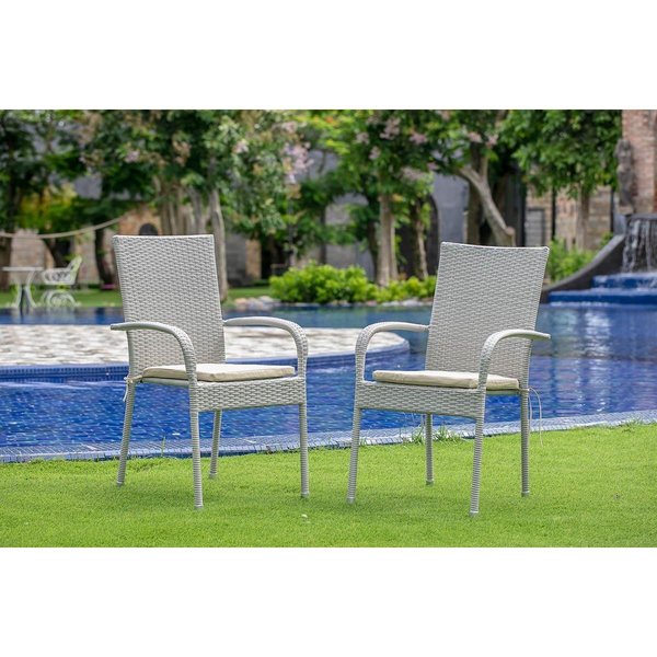 Invernadero Gudhjem Patio Chair with Cushion, Natural Linen Wicker & Beige Cushion IN2232303